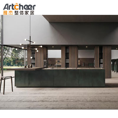 एल आकार द्वीप डिजाइन मॉड्यूलर रसोई कैबिनेट कार्यात्मक